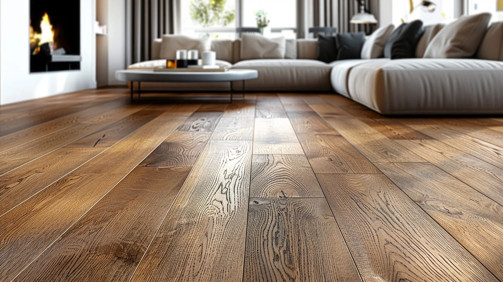 Beautiful hardwood flooring in living room